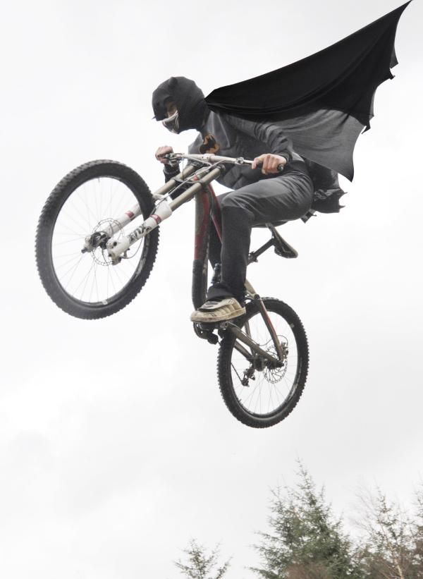 Batman spreads his wings over the Fort William track ahead of this year&rsquo;s 10th anniversary Mountain Bike World Cup in the Scottish Highlands.