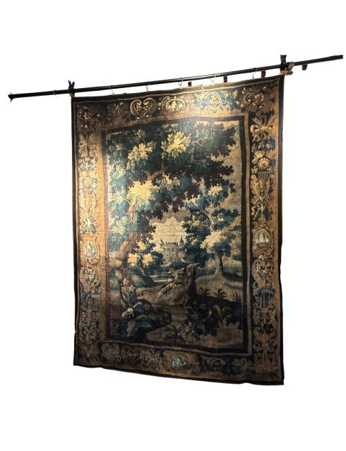Gorgeous French Verdure Antique Style Dye Injected Cotton-Linen Canvas Tapestry