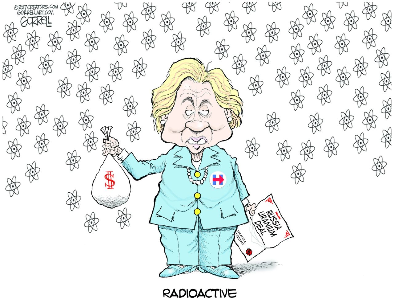 Political cartoon U.S. Hilary Russia uranium