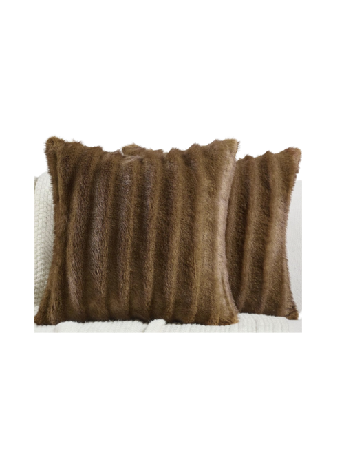 Faux Mink Fur Throw Pillow Covers, Set of 2