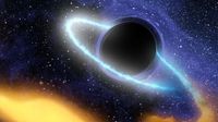 a black hole surrounded by a ring of white light