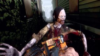 PSVR 2 games; a zombie attacks a person in VR
