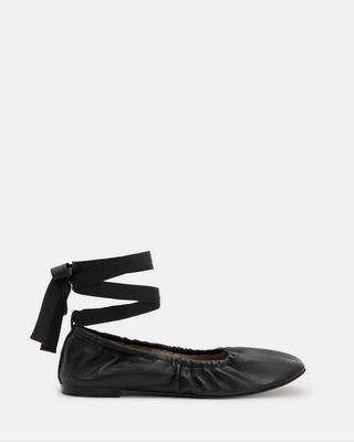 Alia Leather Ribbon Ballet Pumps