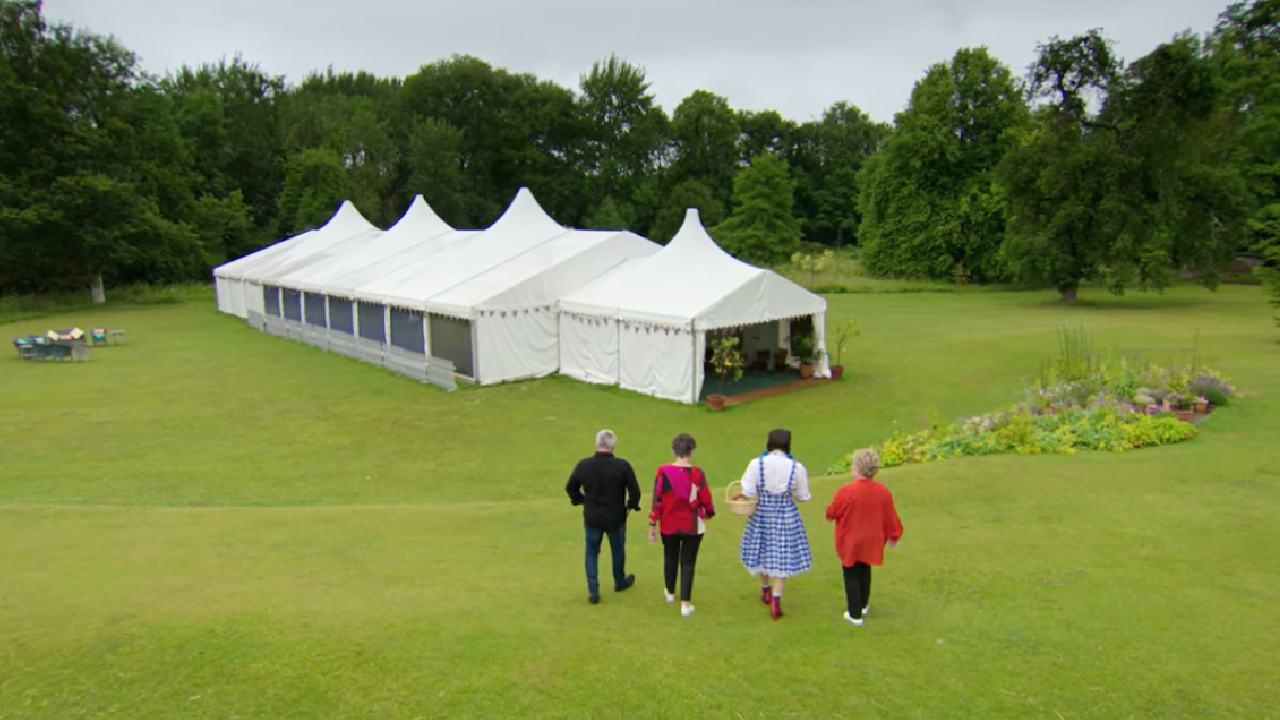 The tent in The Great British Baking Show.
