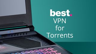 A laptop torrenting with "best VPN for torrents" written next to it