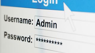 Login screen showing an admin user and a hidden password
