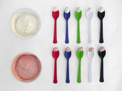 colored plates and spoons