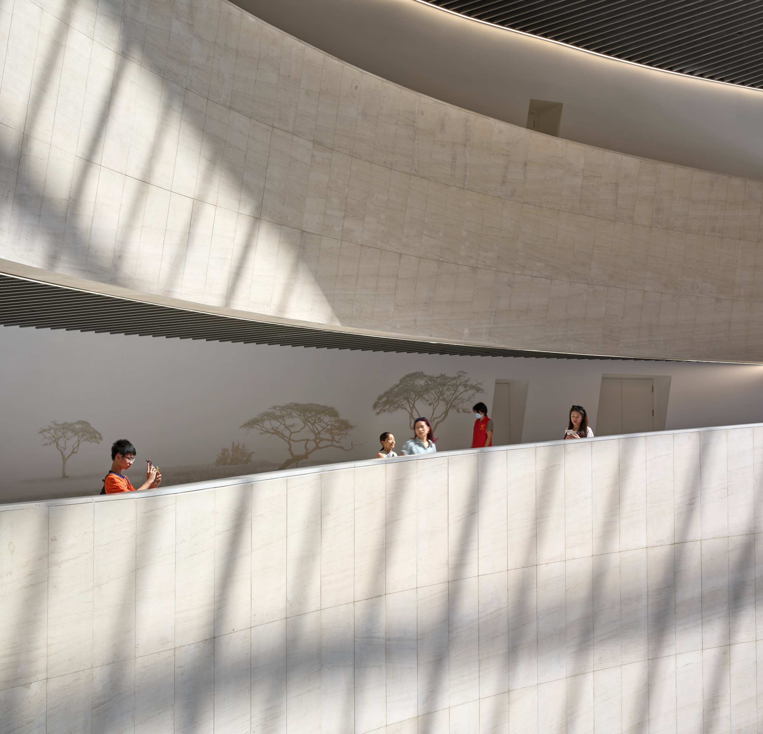 undulating forms of the Shenzhen Natural History Museum by 3XN, B+H Architects and Zhubo Design in a green park