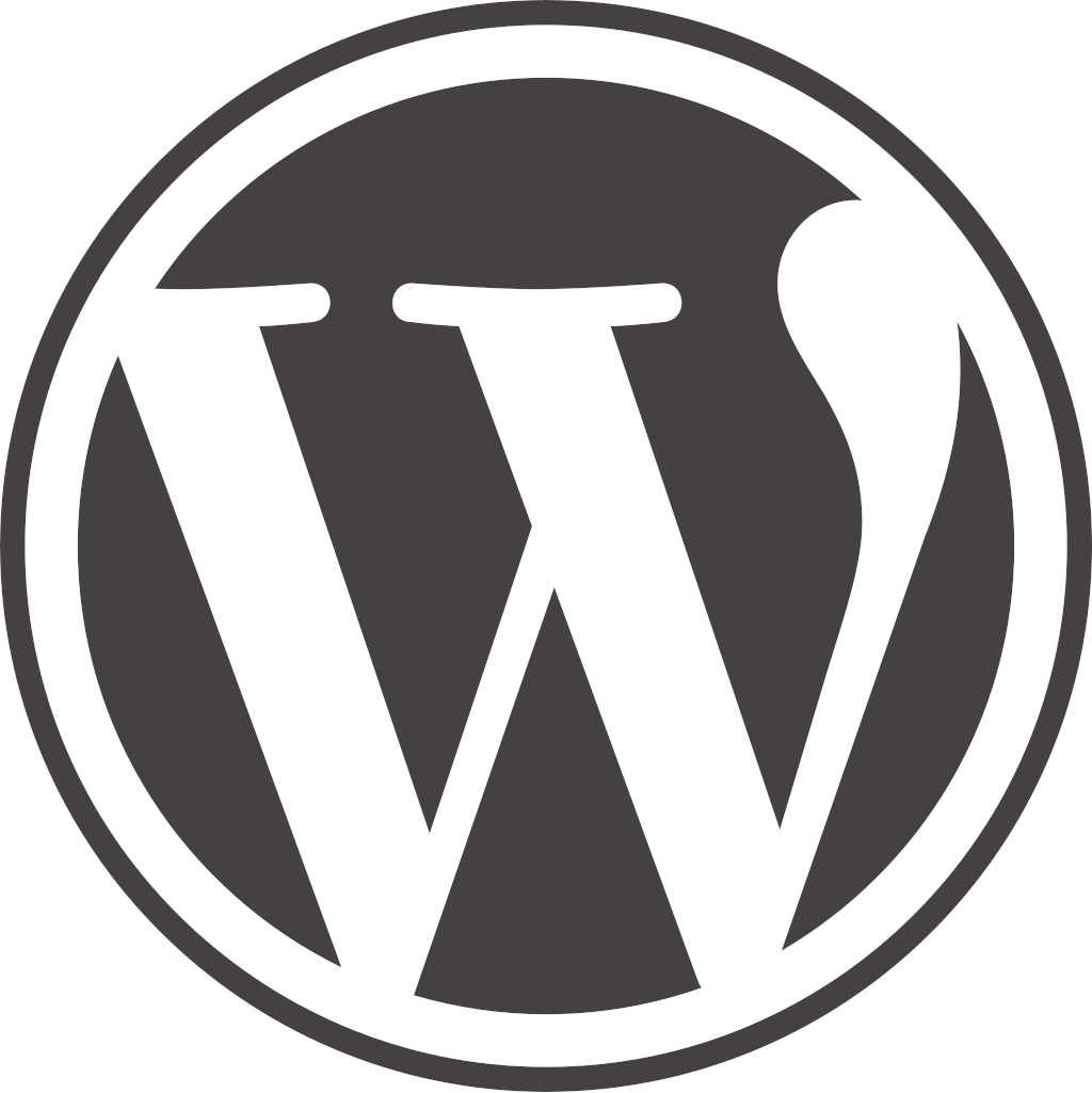 Wordpress logo, 'W' in black on white background
