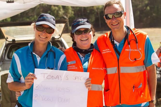 Dr Basil Bonner and team members make light of their work as medical crew