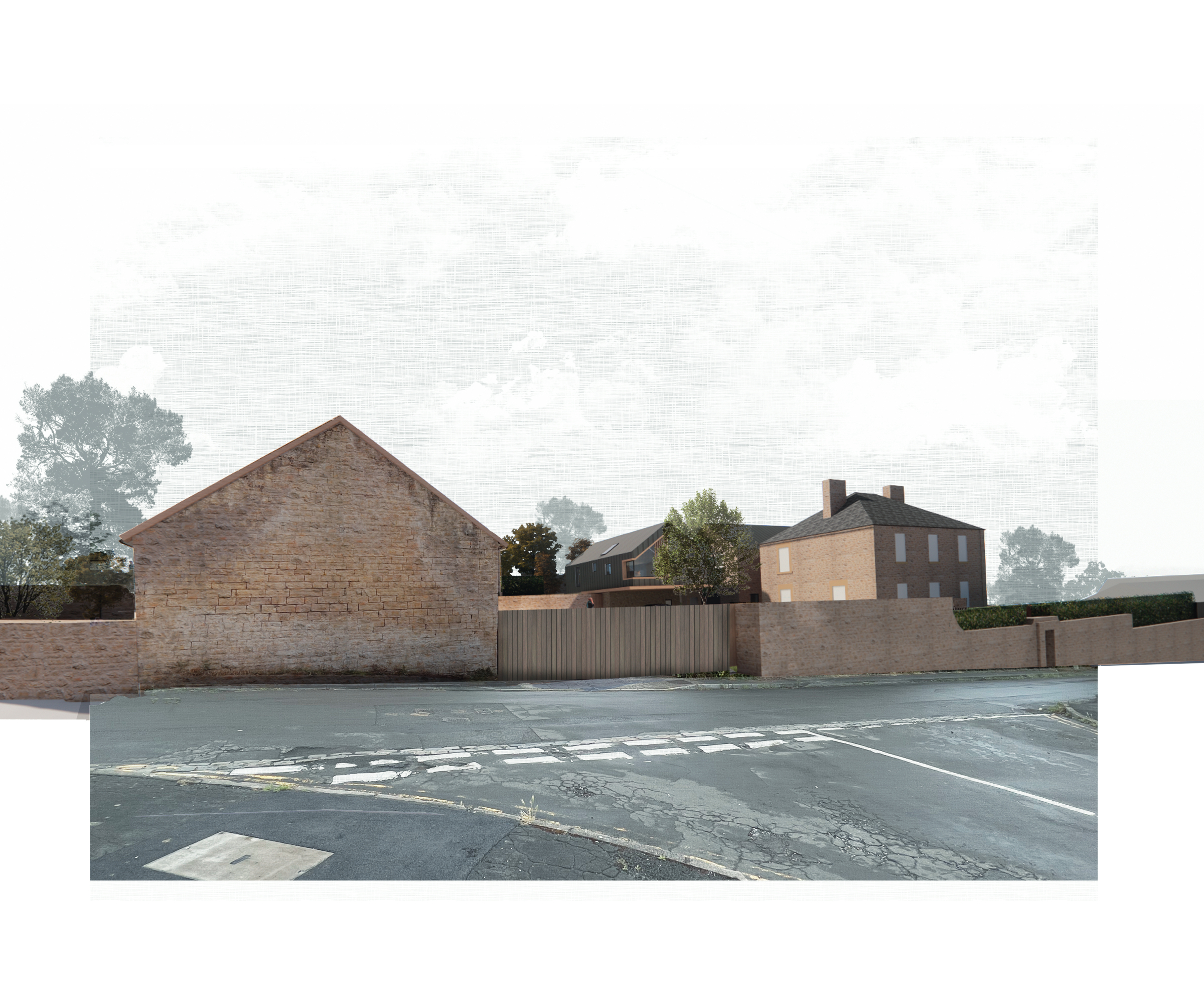 rendered drawing of home to be built on brownfield land