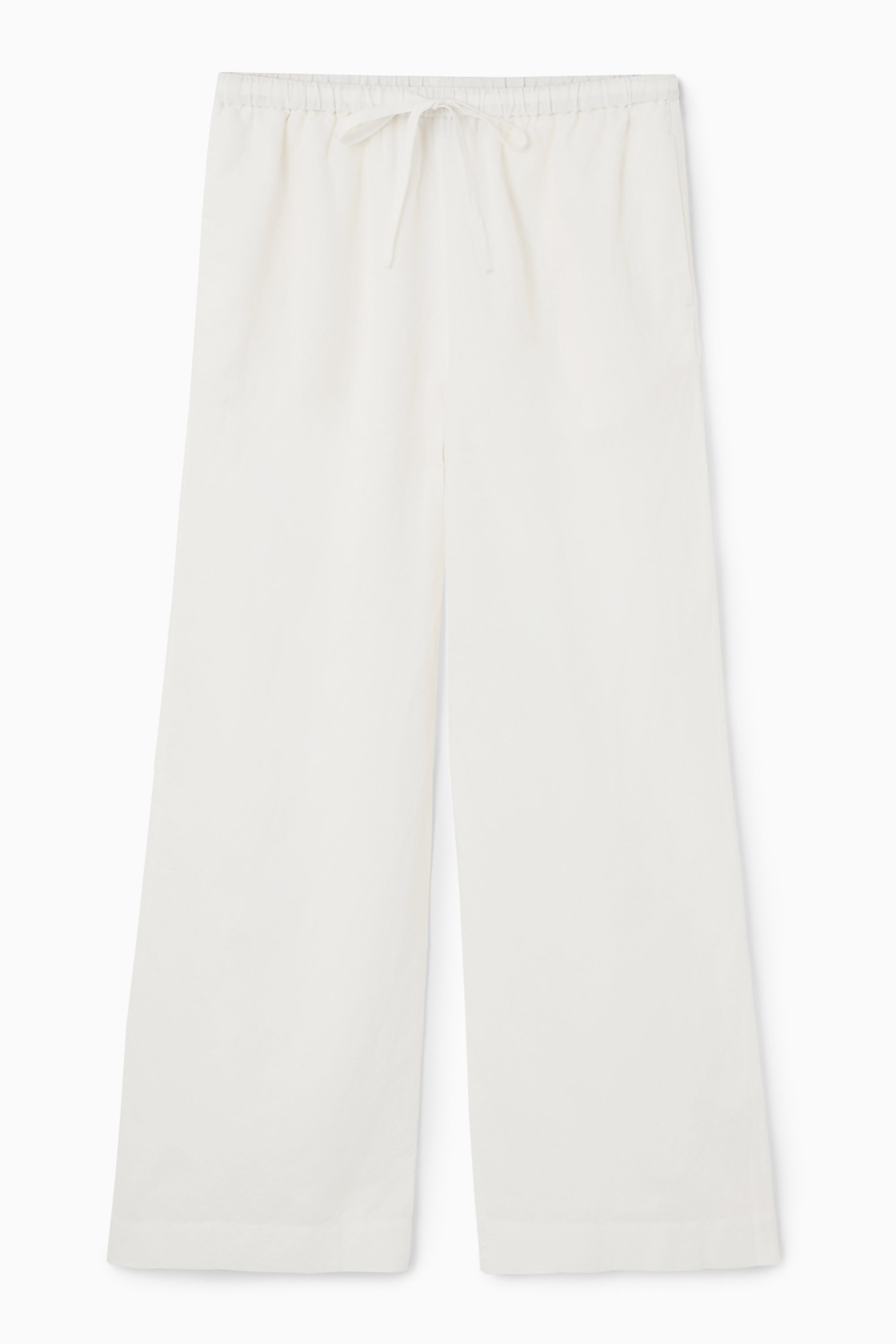 Wide-Leg Linen Drawstring Trousers