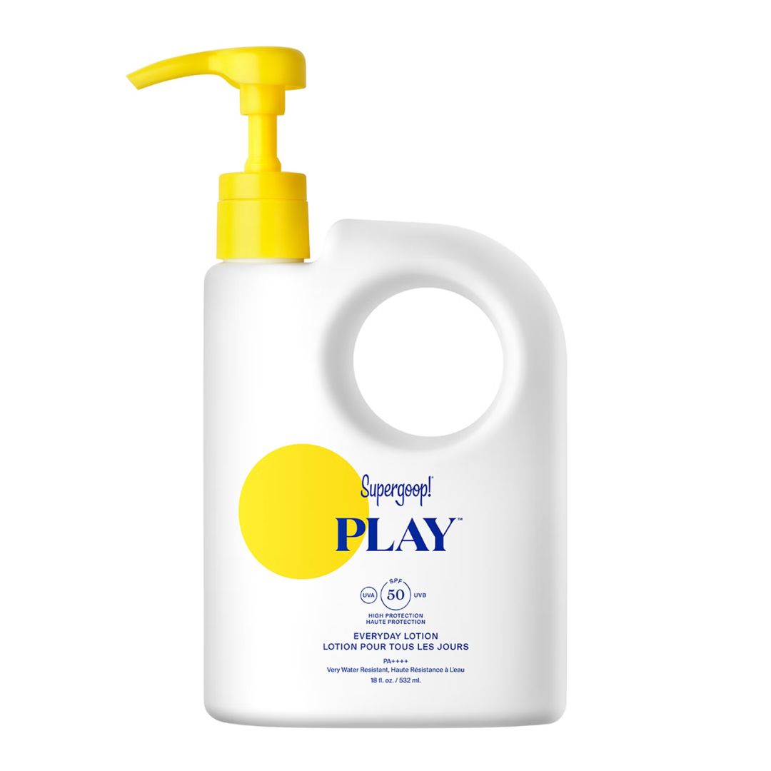 a bottle of the xl pack of supergoop! play everyday lotion