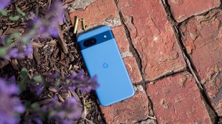 The back of the Bay blue Google Pixel 8a