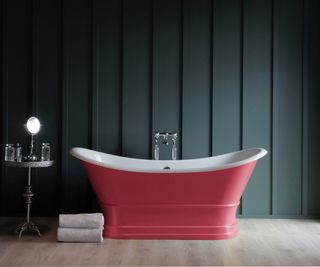 freestanding rolltop bath painted in Farrow & Ball Rectory Red