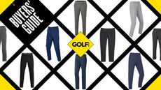 An array of different golf pants in a grid system