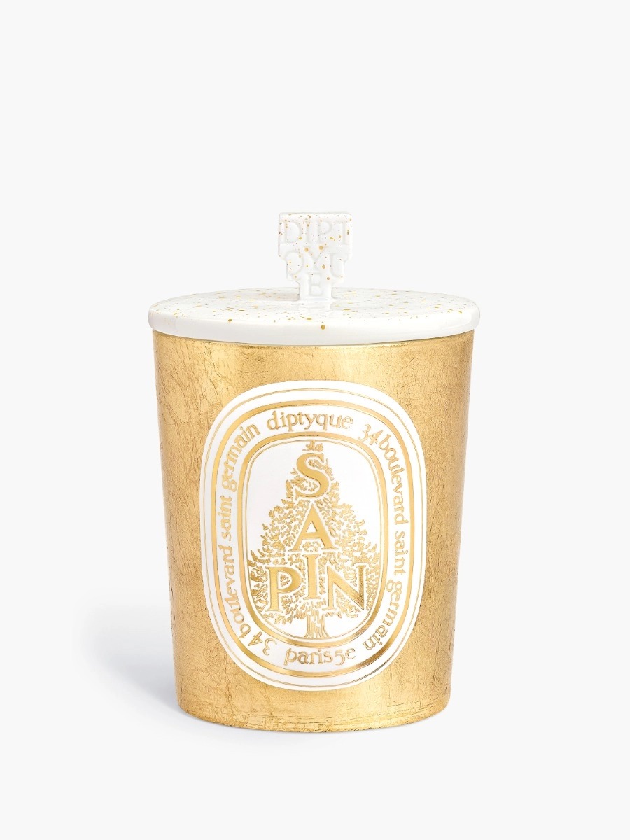 Diptyque Paris, tampa pirâmide dourada salpicada para velas clássicas