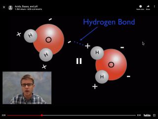 Screenshot of video with images of water molecules