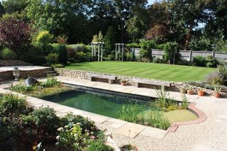 small natural pool in garden by Gartenart