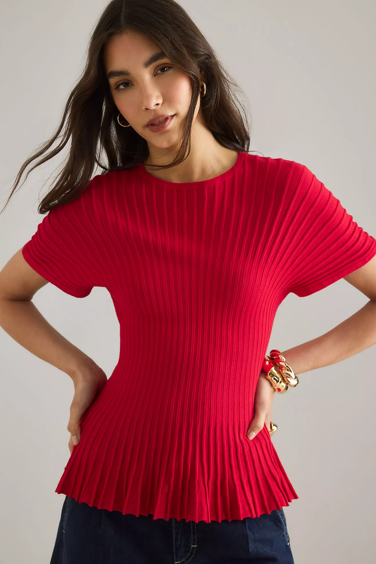 By Anthropologie Rib Waisted Top