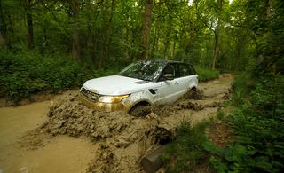 The new Range Rover Sport into muddy rivers