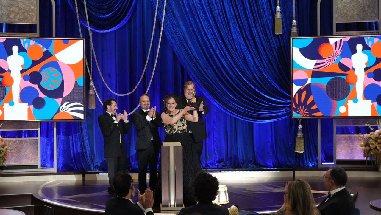Jaime Baksht, Nicolas Becker, Michelle Couttolenc, and Phillip Bladh win the Oscar for best sound for 'Sound of Metal'