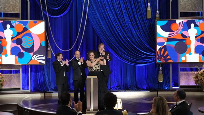 Jaime Baksht, Nicolas Becker, Michelle Couttolenc, and Phillip Bladh win the Oscar for best sound for 'Sound of Metal'