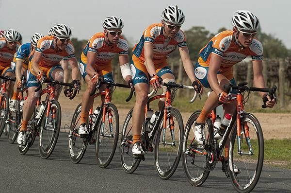 Anthony Giacoppo leads the Genesys Wealth Advisers train around the streets of Red Cliffs in search of a leading group.