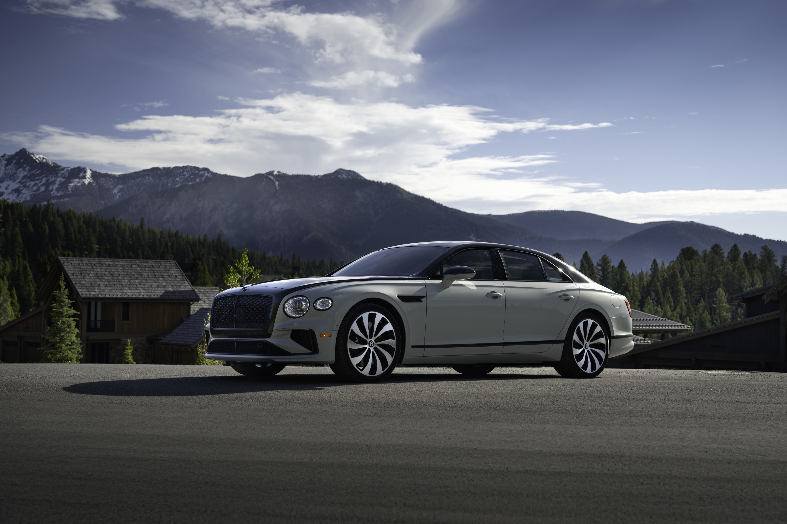 Bentley Flying Spur in Opalite over Cumbrian Green