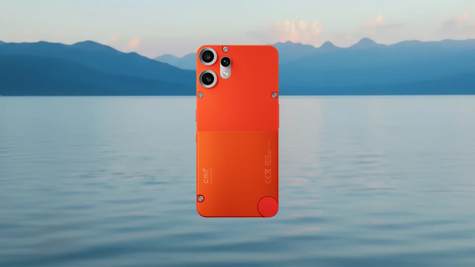 The Other Phone in orange on a lake background