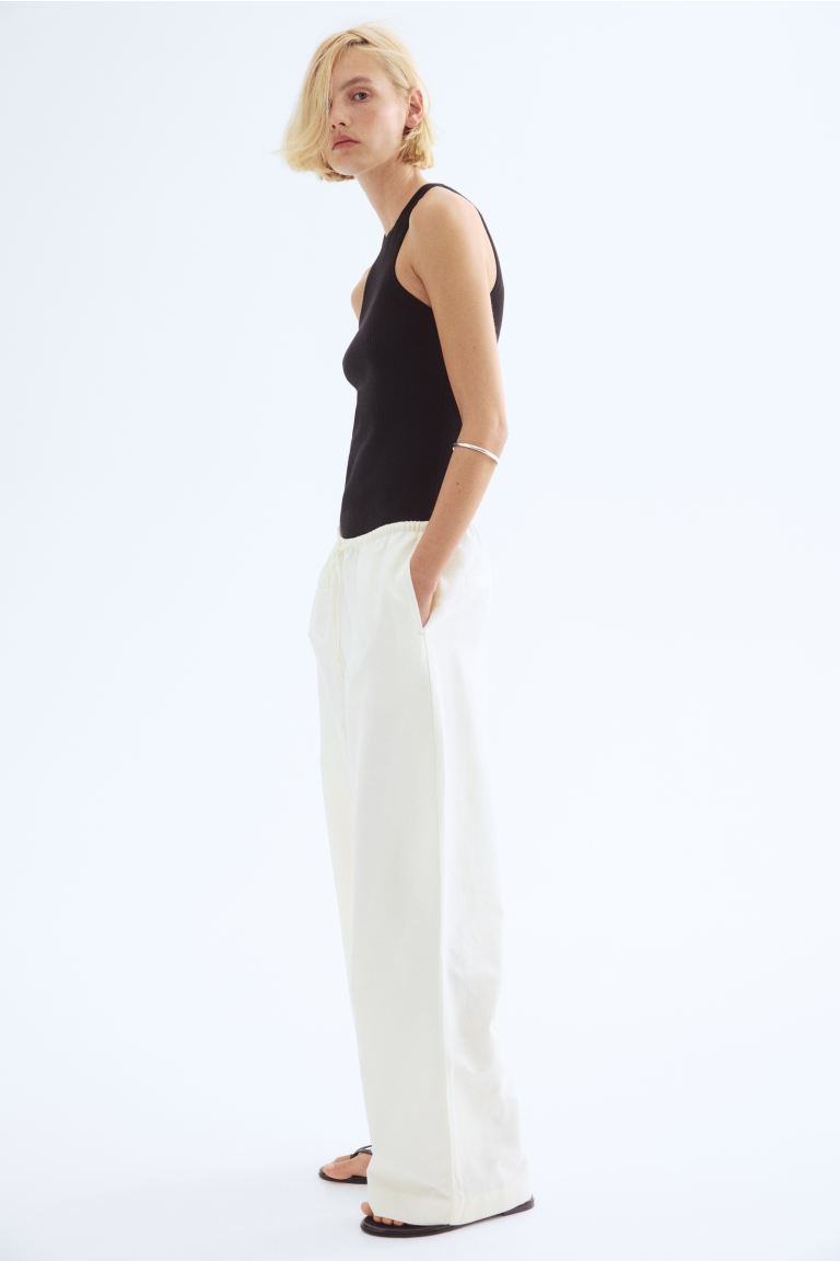 Straight Linen-Blend Trousers