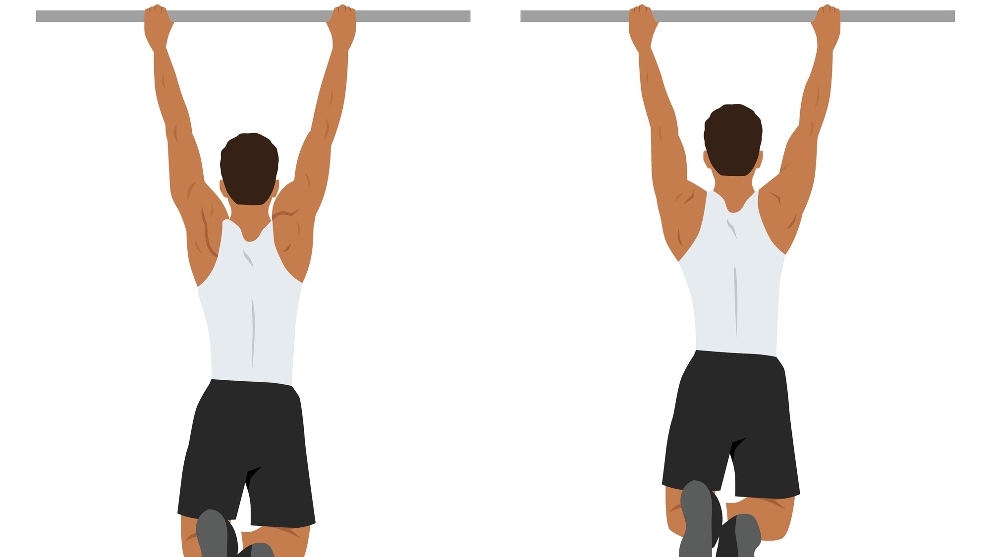 Vector of man doing dead hang exercise with pull-up bar