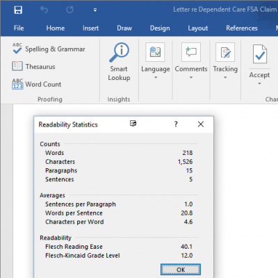 word readability