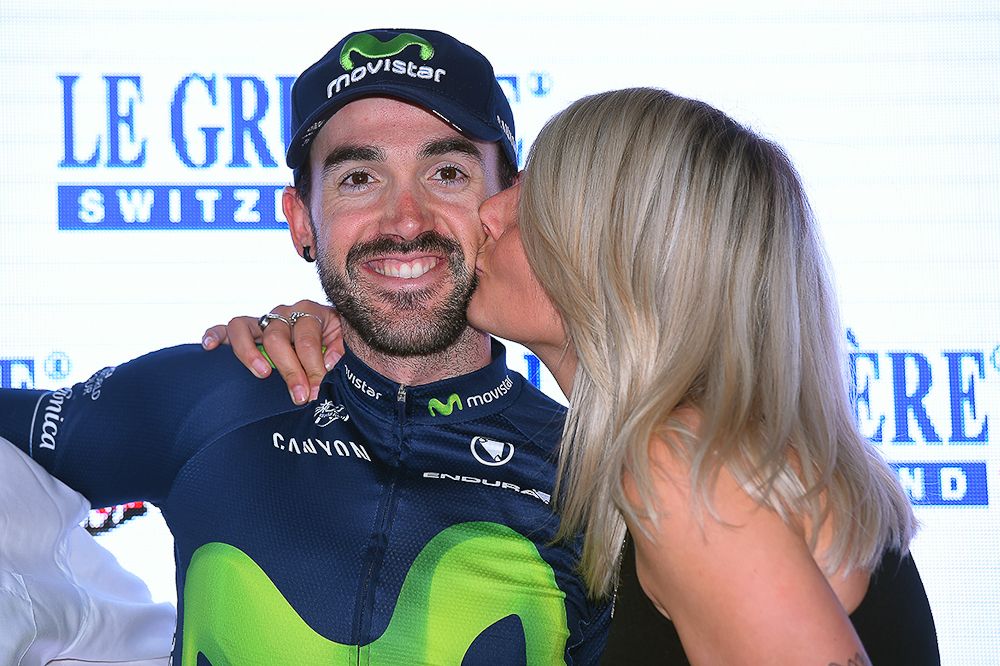 Tour de Suisse time trial winner Jon Izaguirre on the podium