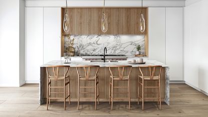 Fluted kitchen islands by Sola Kitchens