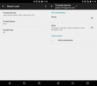 Trusted Places Smart Lock Settings