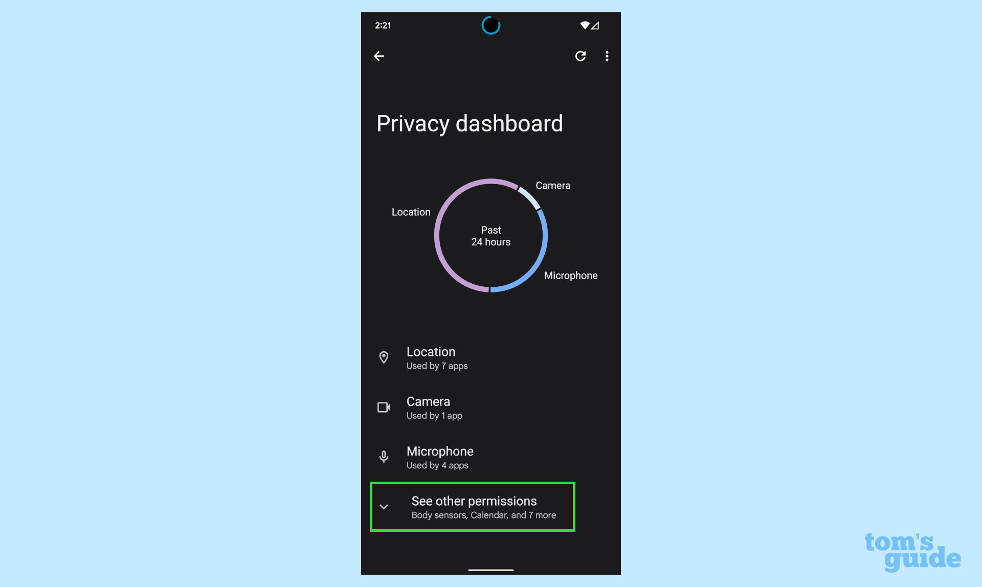 как получить доступ к панели конфиденциальности на Android 12: шаг 4