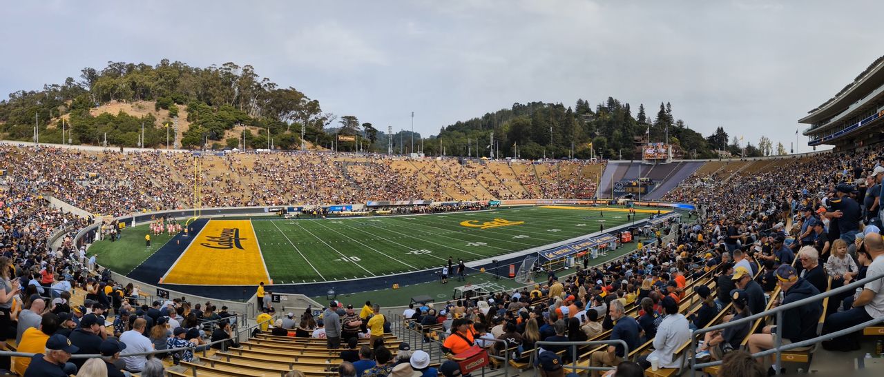 Panorama of California Memorial Stadium shot by a Pixel 8a
