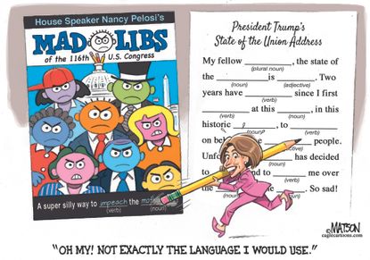 Political Cartoon U.S. Trump State of the Union Nancy Pelosi Mad Libs