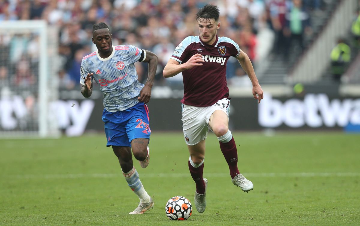 Manchester United defender Aaron Wan-Bissaka and West Ham midfielder Declan Rice