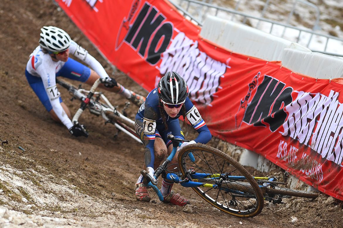 Jiel Wade getting back up after taking a tumble in Bieles