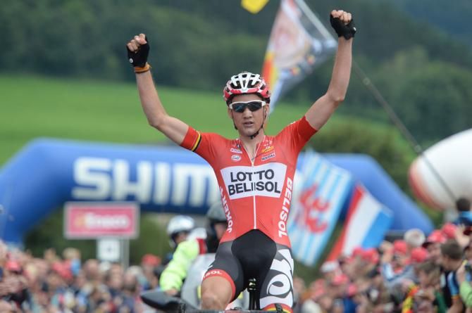 Tim Wellens (Lotto Belisol) claimed a pulsating win and the leader&rsquo;s jersey at the Eneco Tour