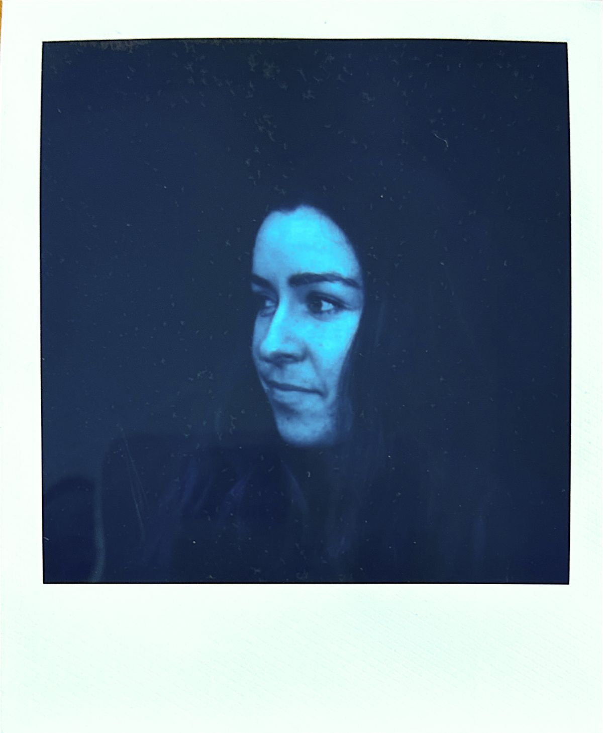 A scanned in print of Polaroid Reclaimed Blue 600 Film