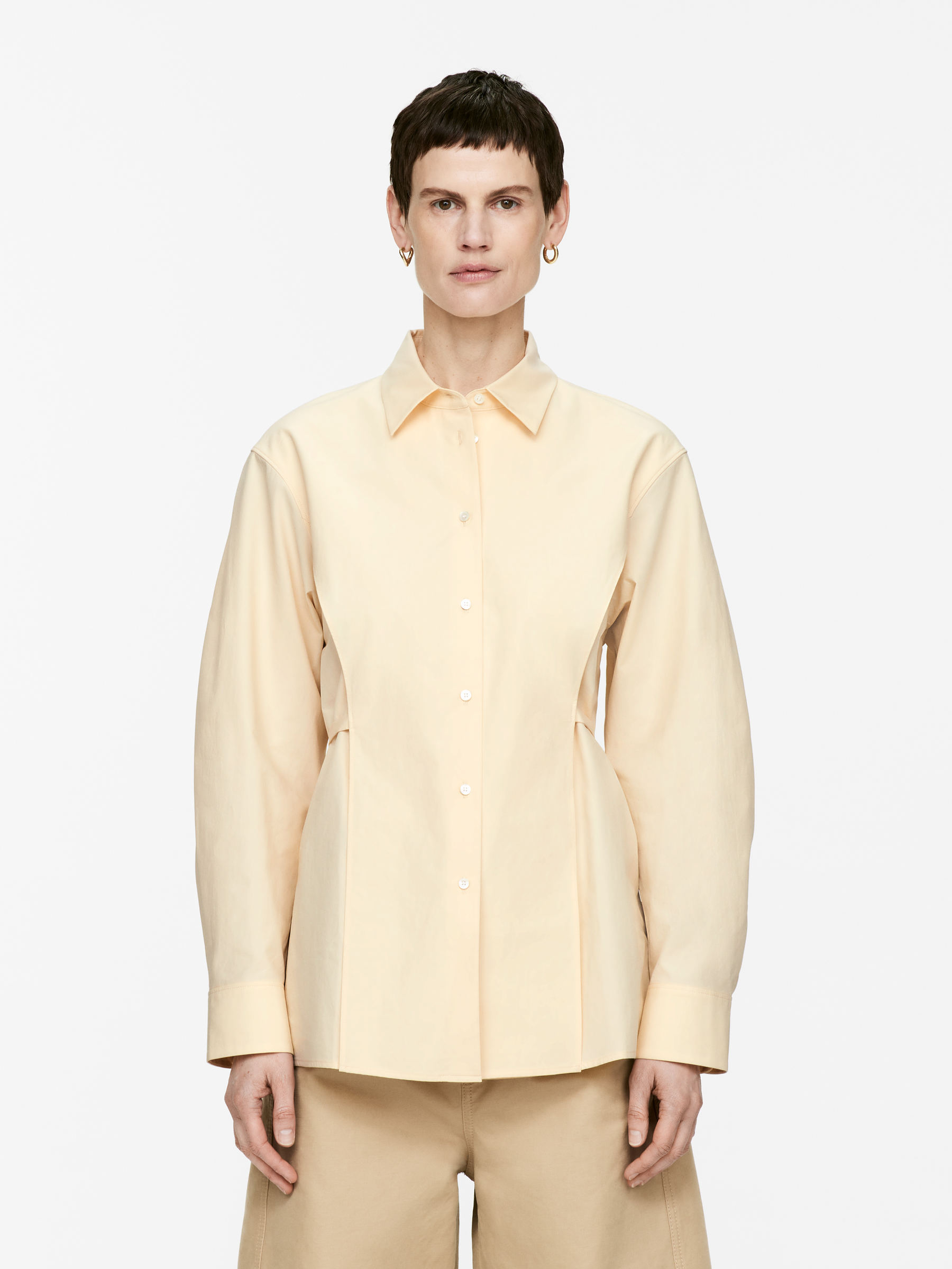 Tie-Belt Cotton Blouse – Dusty Yellow – Women – Arket Gb
