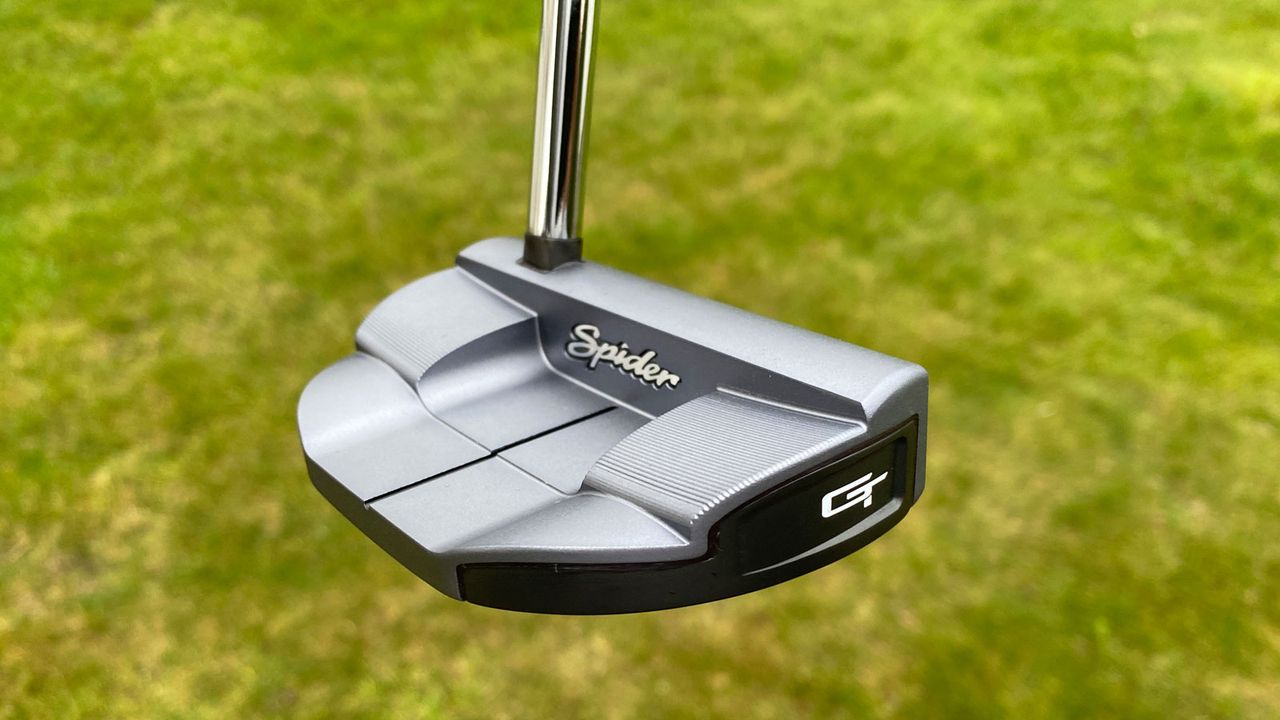 The TaylorMade Spider GT Notchback Putter on a green background