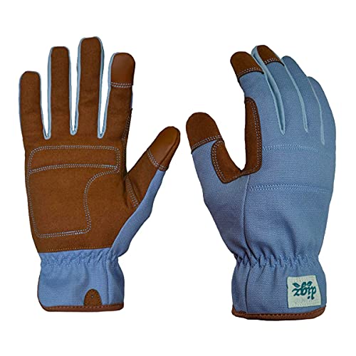 Digz Duck Canvas Utility Gloves, Heavy-Duty Garden and Yardwork Utility Gloves, Blue, Medium
