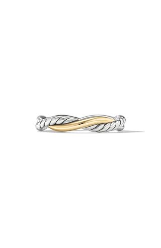 Petite Infinity Band Ring in Sterling Silver With 14k Yellow Gold