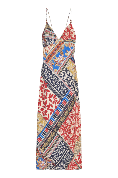 ZARA, Patchwork Print Midi Dress