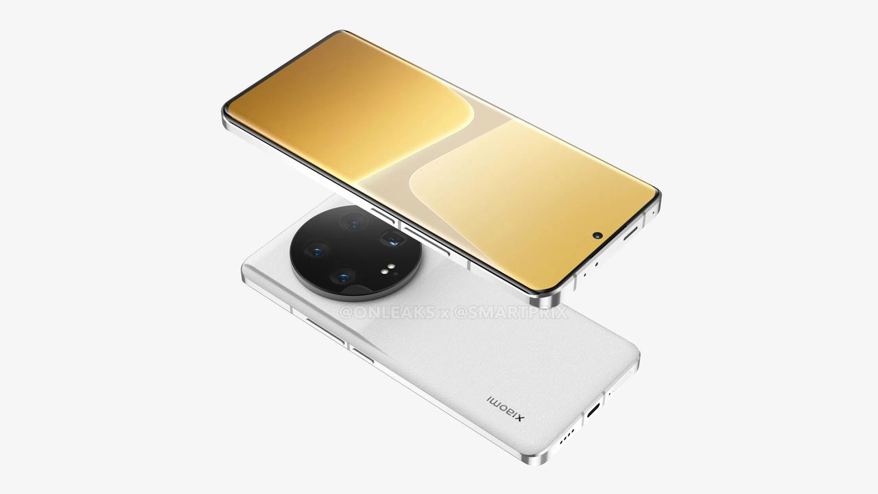 The Xiaomi 13 Ultra in white, on a white background