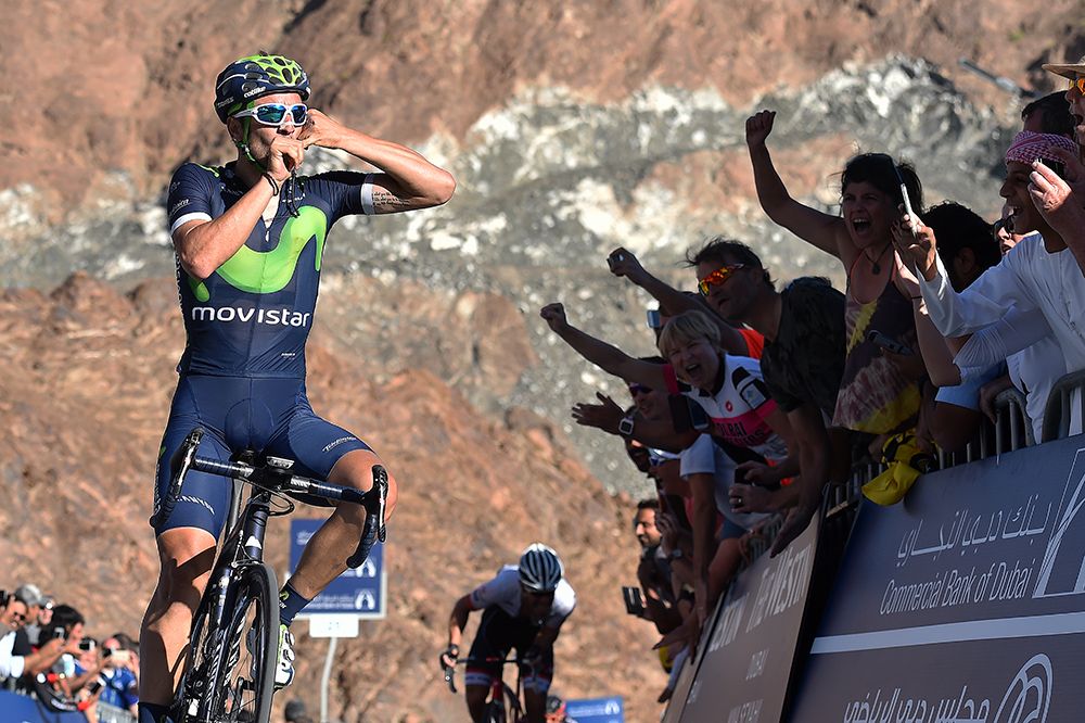 Juan Jos&eacute; Lobato (Movistar) takes the stage win in Dubai